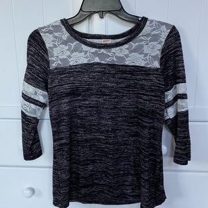 Kids Arizona black & lace long sleeve tee
